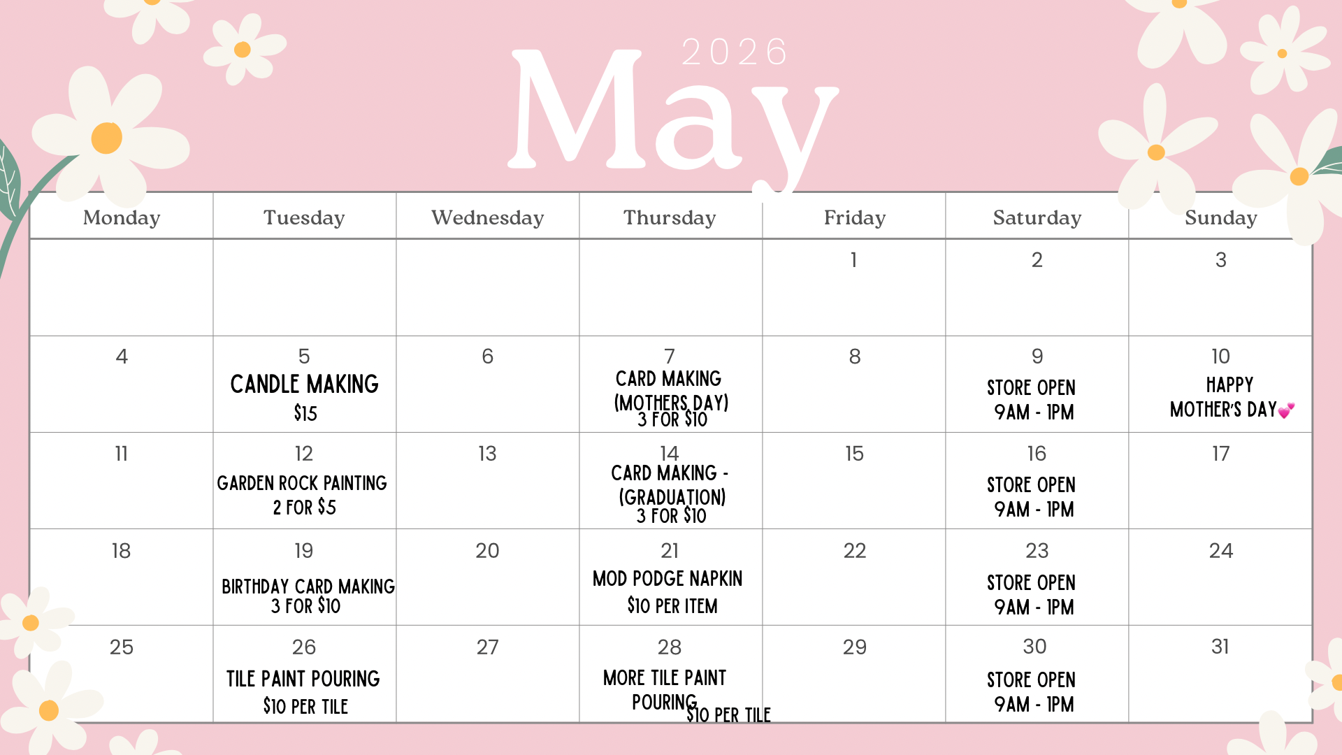 May 2026 Crafting Calendar