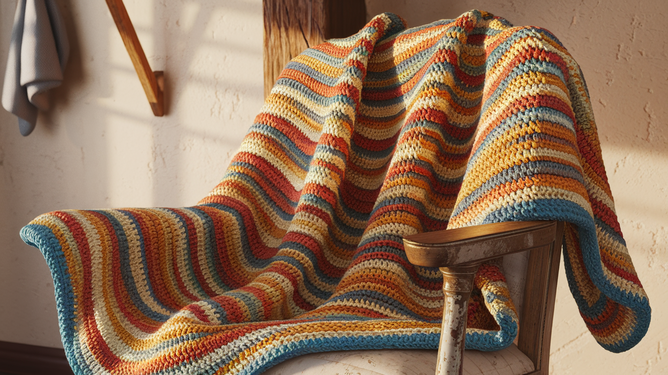 Striped Ripple Afghan Free Crochet Pattern Tutorial