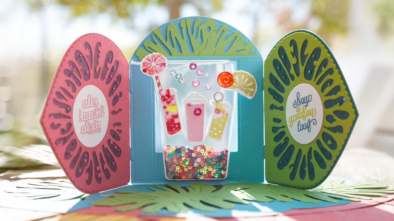 How To Make A Tropical Summer Drinks Shaker Card With Lawn Fawn Products