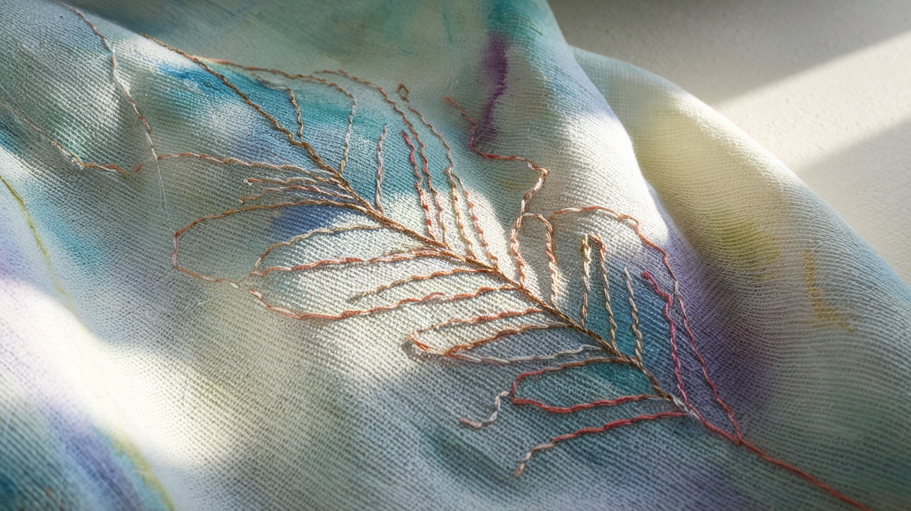 Layered Embroidery On Watercolor Fabric Project