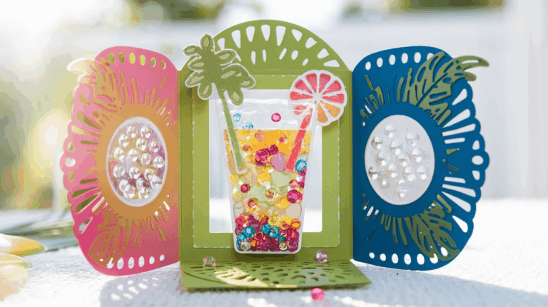 How To Make A Tropical Summer Drinks Shaker Card With Lawn Fawn Products
