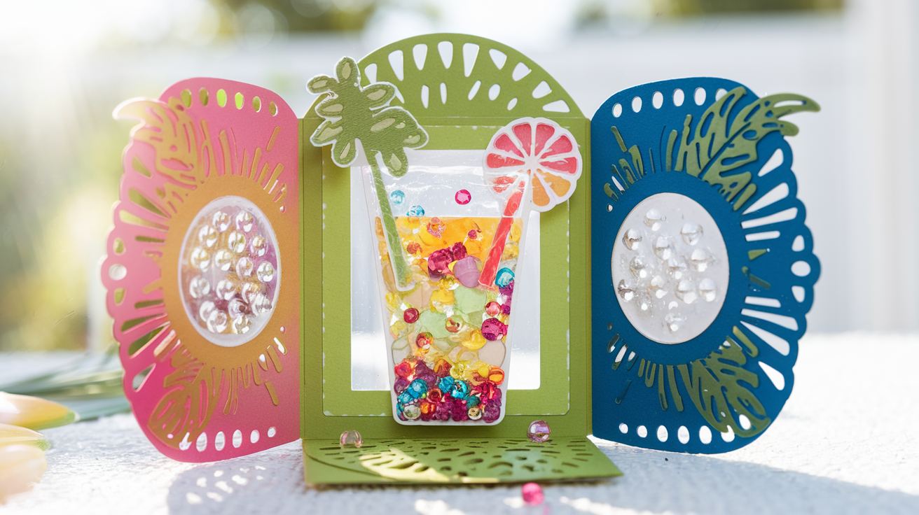 How To Make A Tropical Summer Drinks Shaker Card With Lawn Fawn Products