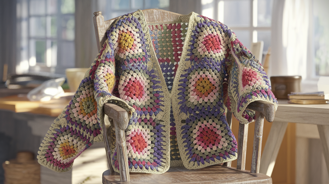 Ariana Crochet Cardigan Pattern Review For Colorful Granny Square Cardigan
