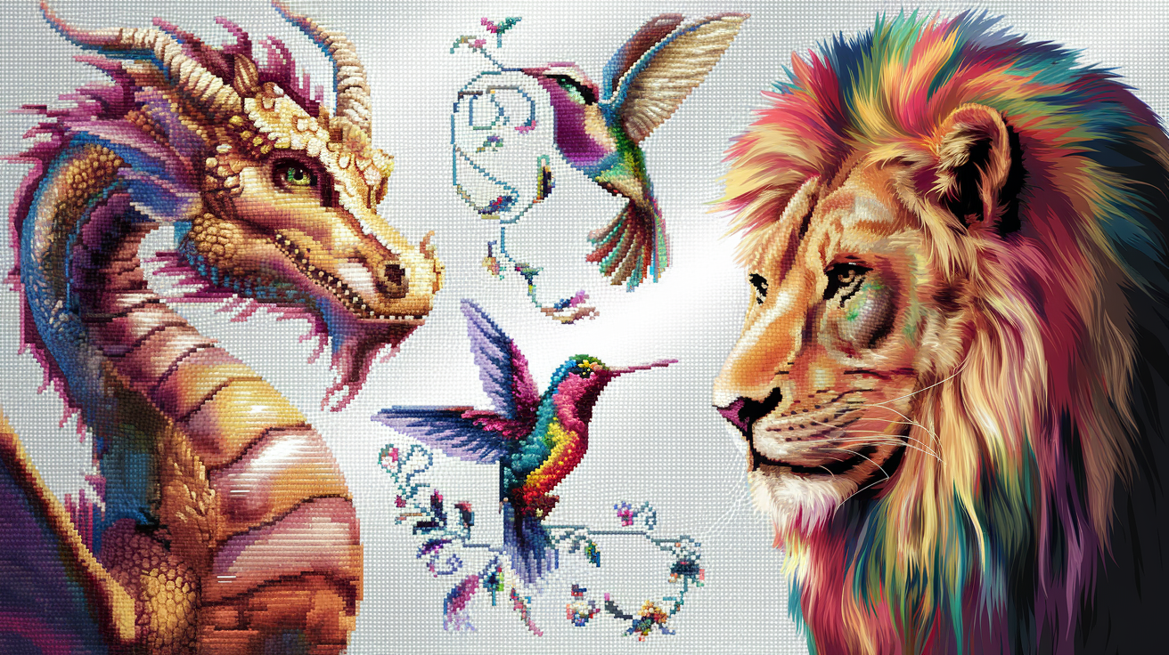 Colorful Animal And Fantasy Themed Cross Stitch Patterns By Needle Lot Designs Enhance Your Craft