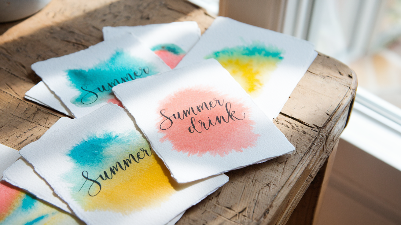 Handmade Summer Drink Cards With Watercolor Backgrounds