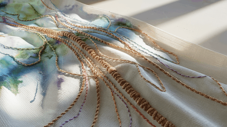 Layered Embroidery On Watercolor Fabric Project