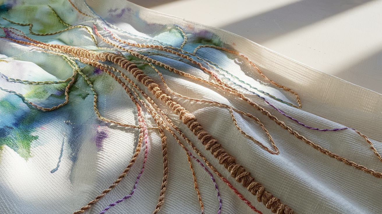 Layered Embroidery On Watercolor Fabric Project