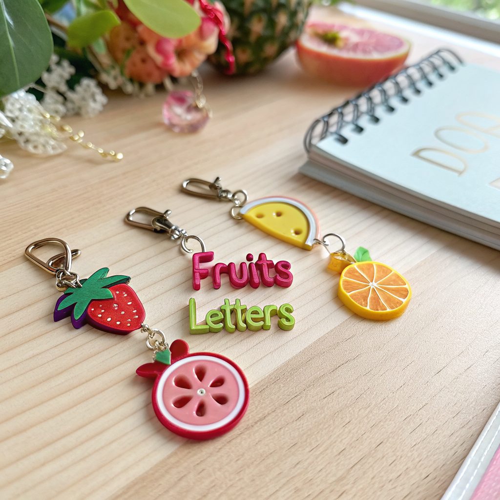 Finished shrink plastic charms on keychains