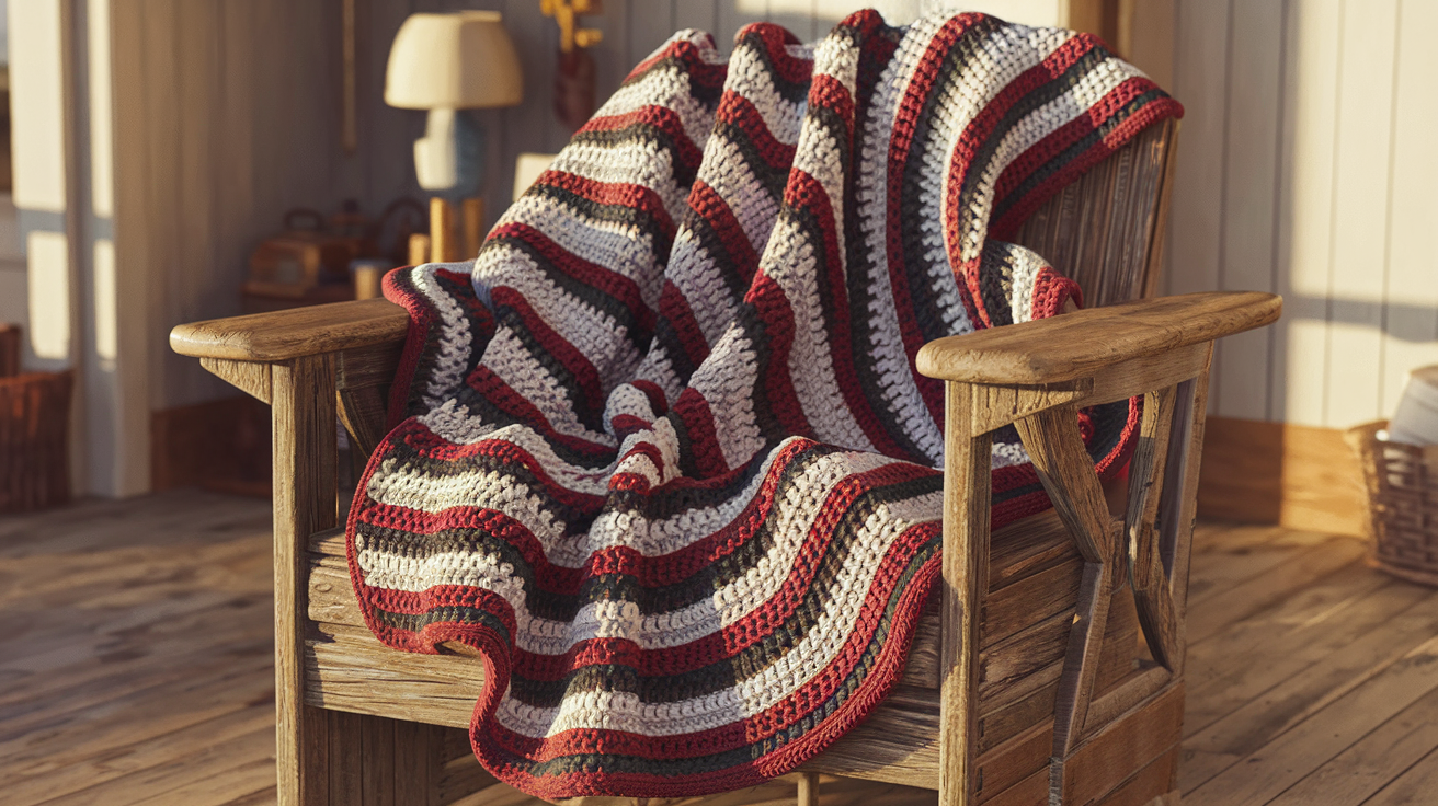 Striped Ripple Afghan Free Crochet Pattern Tutorial